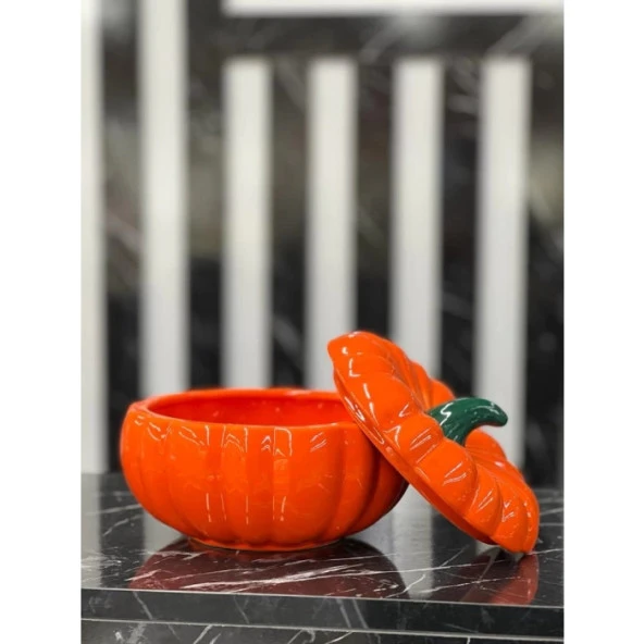 Bal Kabağı Şekerlik Kapaklı Şekerlik Büyük Boy Şekerlik 16x16cm - 2