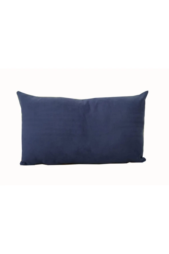 32x54 Cm Çift Taraflı Lacivert Rengi Kadife Dokulu Dikdörtgen Yastık Kırlent Kılıfı