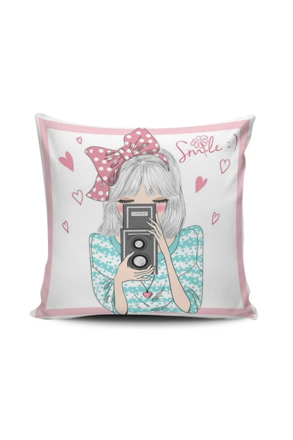 Fashion Girl Dijital Baskılı Kırlent Kılıfı
