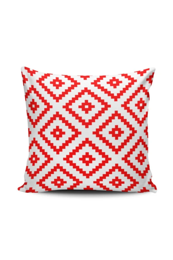 Zigzag Desenli Dijital Baskılı Kırlent Kılıfı