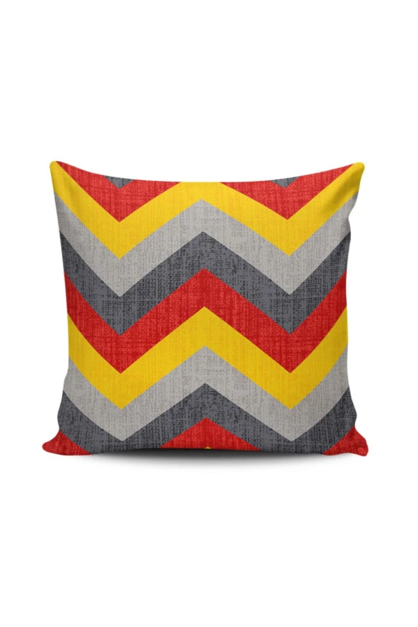 Zigzag Desenli Dijital Baskılı Kırlent Kılıfı