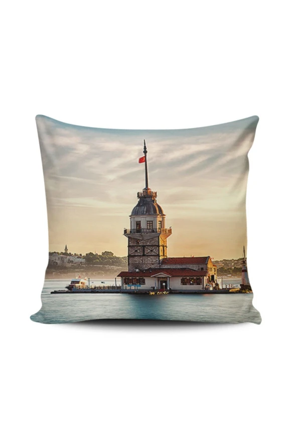 Kız Kulesi Dijital Baskılı Kırlent Kılıfı