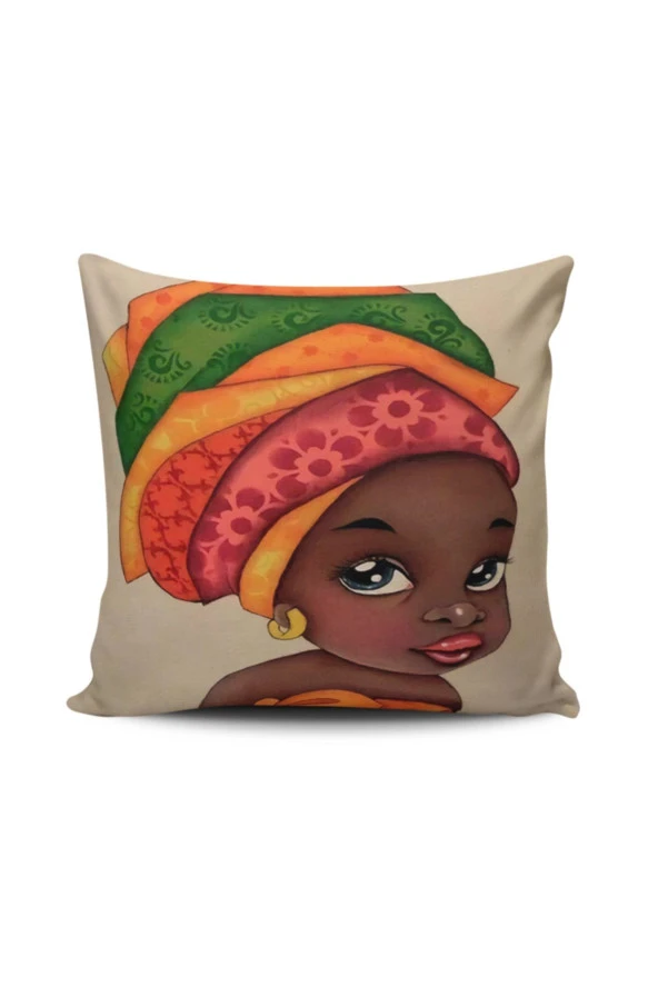 Afrikalı Kızlar Dijital Baskılı Kırlent Kılıfı