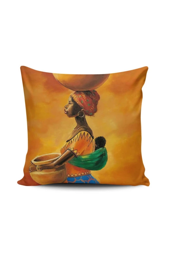Afrikalı Kızlar Dijital Baskılı Kırlent Kılıfı