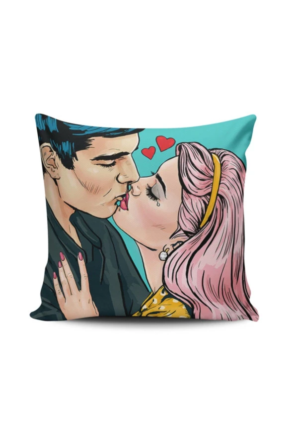 Pop Art Kızı Dijital Baskılı Kırlent Kılıfı