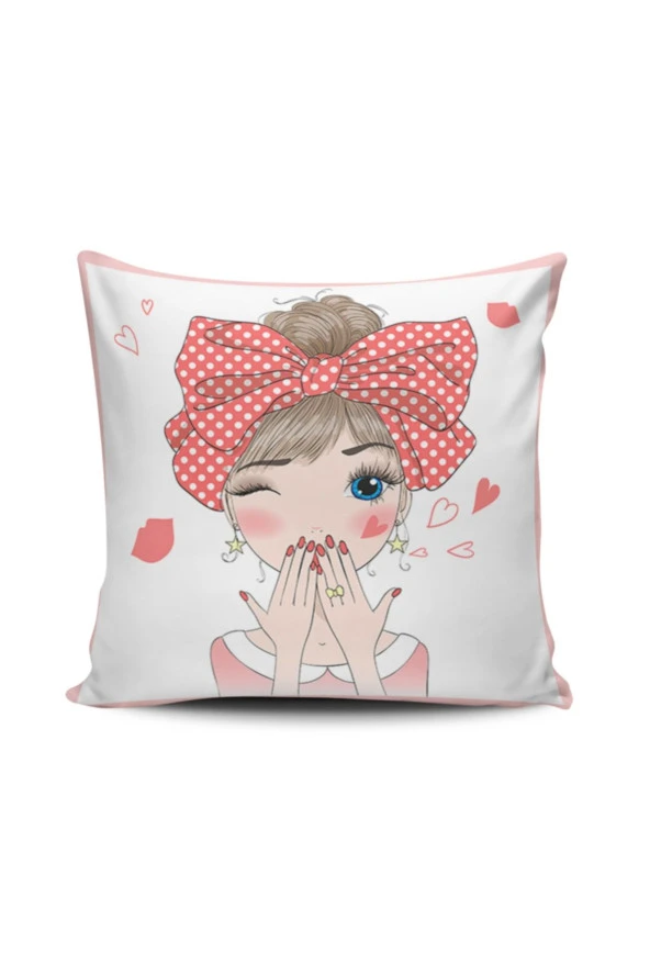 Fashion Girl Dijital Baskılı Kırlent Kılıfı