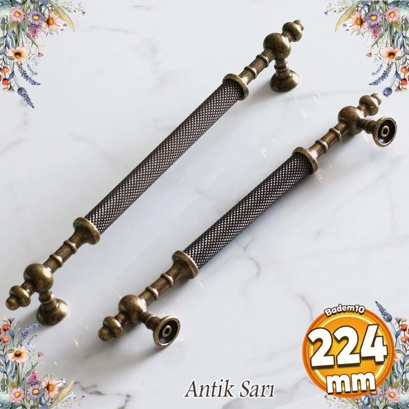 Ladin Eskitme Antik Sarı Metal 224 mm Mobilya Mutfak Çekmece Dolap Dolabı Kulpu Kulbu Kulpları