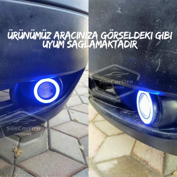 Ford Transit Tüm Modeller Uyumlu Üniversal Mercekli Angel Sis Farı Metal Su Geçirmez 76 mm Beyaz Halkalı Gündüz Farı Angel Eyes 2 Adet - Resim 5