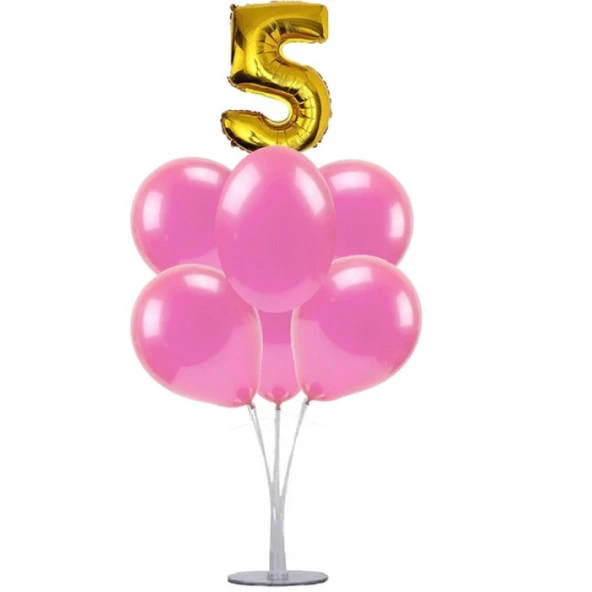 7 li Balon Demeti 5 Altın Pembe Balon