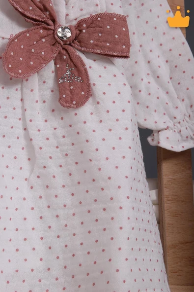 Babydola Müslin Kız Bebek Bayramlık Uzun Kollu Elbise 15177 - Resim 10