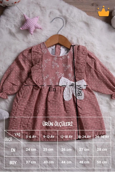 Babydola Müslin Kız Bebek Bayramlık Uzun Kollu Elbise 15177 - Resim 7