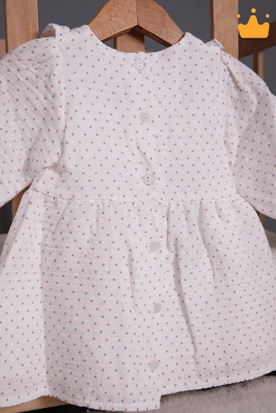 Babydola Müslin Kız Bebek Bayramlık Uzun Kollu Elbise 15177 - Resim 11