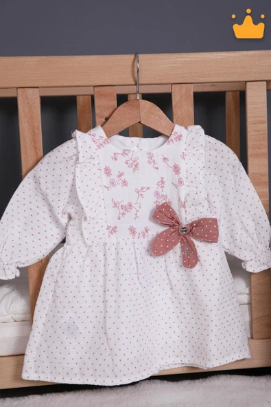 Babydola Müslin Kız Bebek Bayramlık Uzun Kollu Elbise 15177 - Resim 12