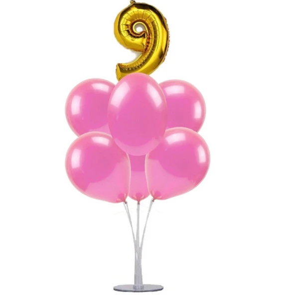 7 li Balon Demeti 9 Altın Pembe Balon
