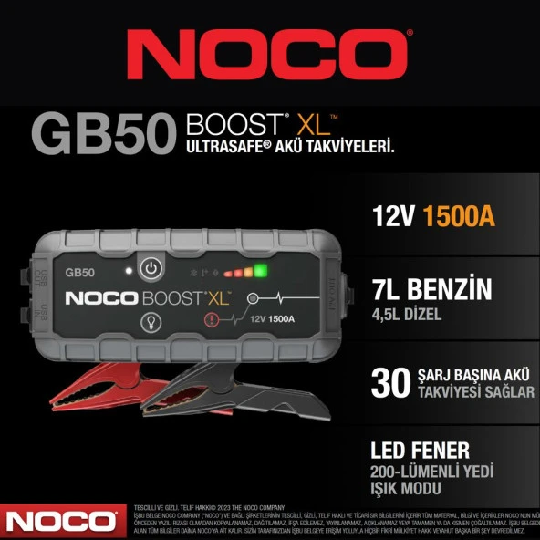Noco Boost XL GB50 12V 1500 Amper Lityum Akü Takviye + Powerbank + Led Lamba  + Eva Çanta - 9