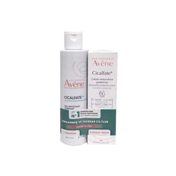 Avene Cicalfate+ Hassas Ciltler İçin Onarıcı Bakım Kremi 40ml + Temizleme Jeli 200ml