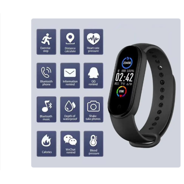 QASUL M4 Akıllı Bileklik Renkli Led Ekran Sensörlü Titreşimli Dokunmatik Siyah - 2