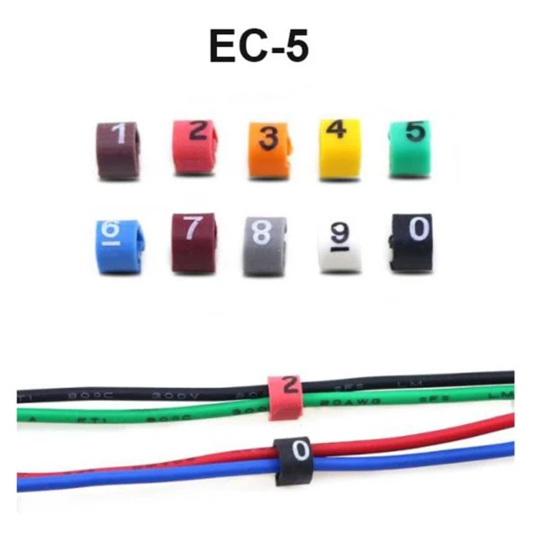 EC-5 Renkli Kablo İşaretleyici Numaratör 16 mm² AWG 6-8 100 adet