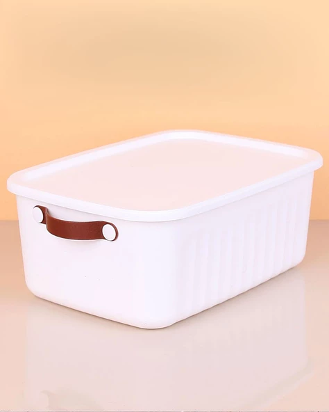 3 Adet 10 Litre Saklama Kabı, Çok Amaçlı Düzenleyici Kapaklı Kutu, Dekoratif Saklama Kutusu, 35x25x15cm - 3