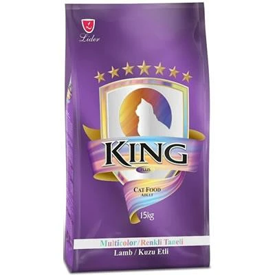 King Multicolor Renkli Taneli Kuzu Etli Yetişkin Kedi Maması 15 Kg ürün görseli