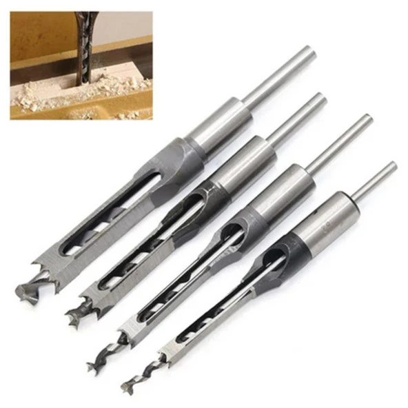 Kare Delik Matkap Uç Ağaç İşleme Zıvana Keski Seti 8mm 38 ELECALL - 2