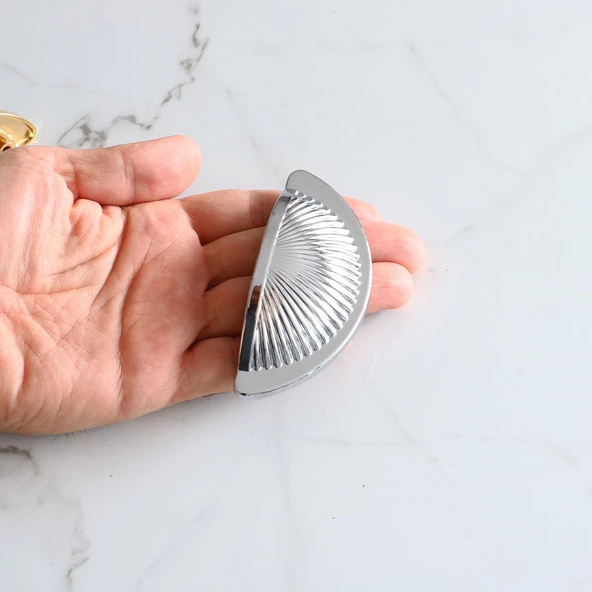 Yelken Midye Çanak 64 mm Düğme Krom Mobilya Mutfak Dolabı Çekmece Dolap Kulpları Kulpu Kulb - Resim 4