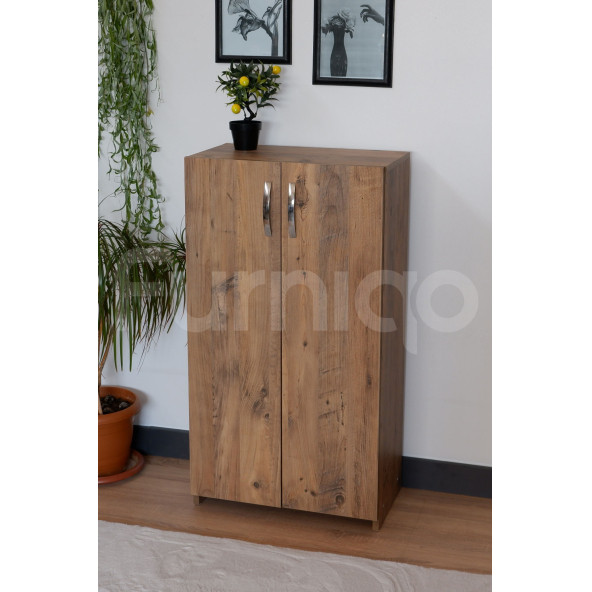 Furniqo CD-2 Çok Amaçlı Dolap, Kiler Dolabı, Banyo Dolabı, Mutfak Dolabı, 2 Kapaklı, Atlantik Çam