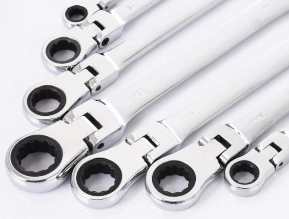 Esnek Cırcır Anahtar 14 Set Açık Uç ve Halka 6-19mm Krom Vanadyum - 7