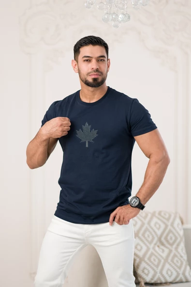 Paul Martin Bisiklet Yaka Önü Baskılı Pamuklu Basic Regular Fit T-shirt - Resim 3