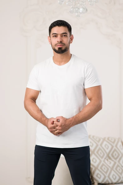 Paul Martin Bisiklet Yaka Önü Baskılı Pamuklu Basic Regular Fit T-shirt - Resim 10