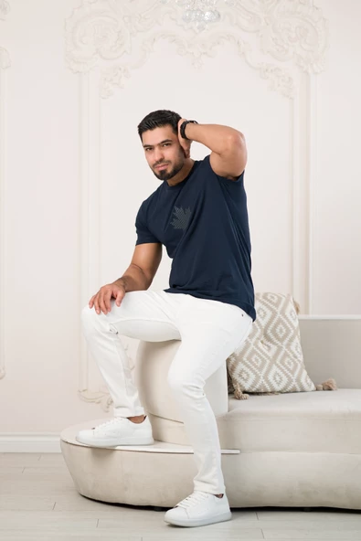 Paul Martin Bisiklet Yaka Önü Baskılı Pamuklu Basic Regular Fit T-shirt - Resim 2