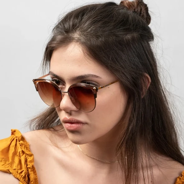 Daniel Klein DK4256P-2 Kahverengi Yuvarlak Oval Cat Eye Kadın Güneş Gözlüğü - 5