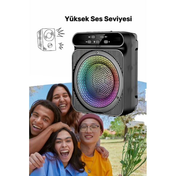 QASUL RGB Işıklı Taşınabilir Bluetooth Hoparlör Fm Radyo/SD Kart/Usb/Bluetooth Speaker Extra Bass - 2