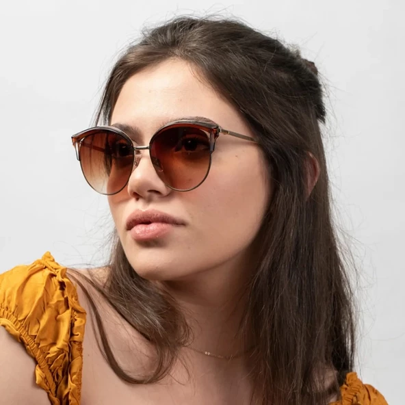 Daniel Klein DK4256P-2 Kahverengi Yuvarlak Oval Cat Eye Kadın Güneş Gözlüğü - 3