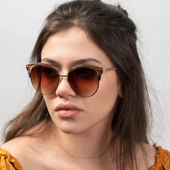 Daniel Klein DK4256P-2 Kahverengi Yuvarlak Oval Cat Eye Kadın Güneş Gözlüğü - 2
