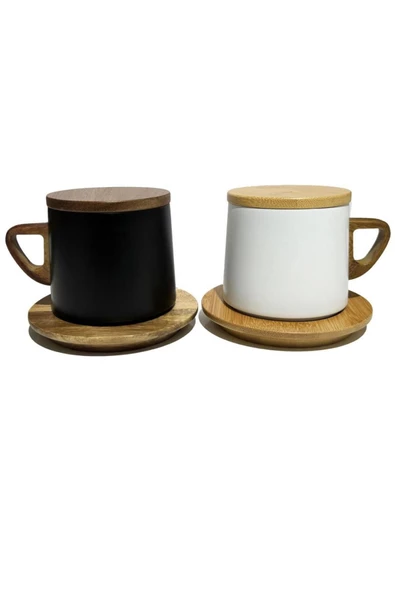 Yeni  Model Paslanmaz Çelik Termos Bardak Bambu Kapak ve Bardak Altlığı  Ofis, Ev ,Kamp Parti İdeal - 7