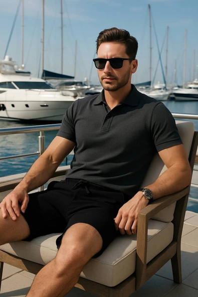 Erkek Düz Penye Şort - 5