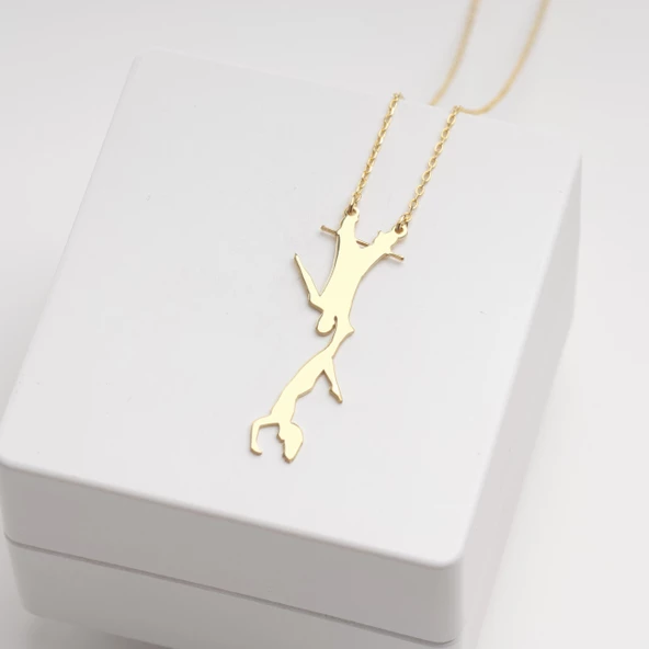 925 Ayar Gümüş Sporcu Akrobat Kolye Özel Tasarım - Resim 3