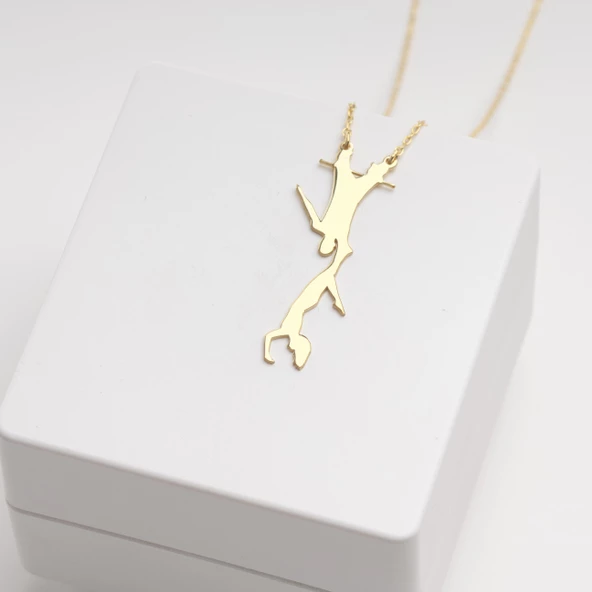 925 Ayar Gümüş Sporcu Akrobat Kolye Özel Tasarım - Resim 4