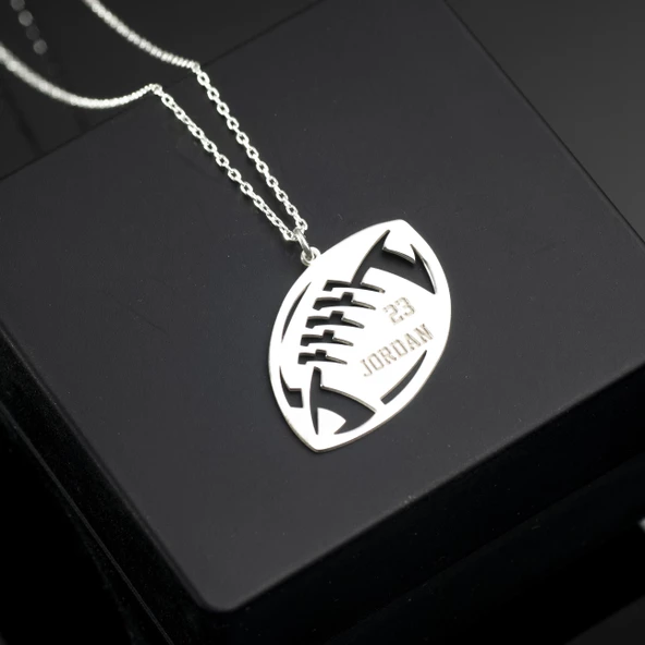 925 Ayar Gümüş Amerikan Futbol Topu Kolye Özel Tasarım - Resim 2