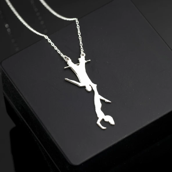 925 Ayar Gümüş Sporcu Akrobat Kolye Özel Tasarım - Resim 2