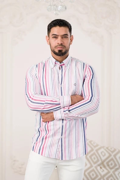 Paul Martin Pamuklu Regular Fit Çizgili Yaka Düğmeli Gömlek - Resim 3