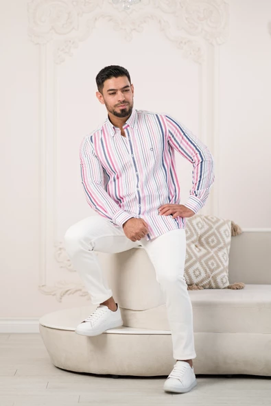 Paul Martin Pamuklu Regular Fit Çizgili Yaka Düğmeli Gömlek ürün görseli