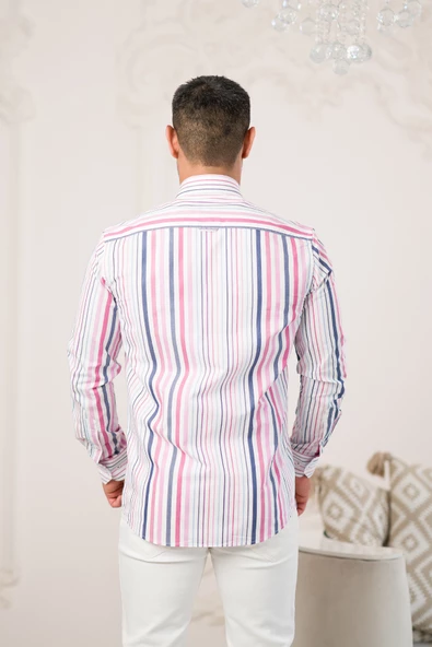 Paul Martin Pamuklu Regular Fit Çizgili Yaka Düğmeli Gömlek - Resim 4