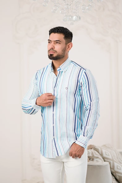 Paul Martin Pamuklu Regular Fit Çizgili Yaka Düğmeli Gömlek - Resim 9