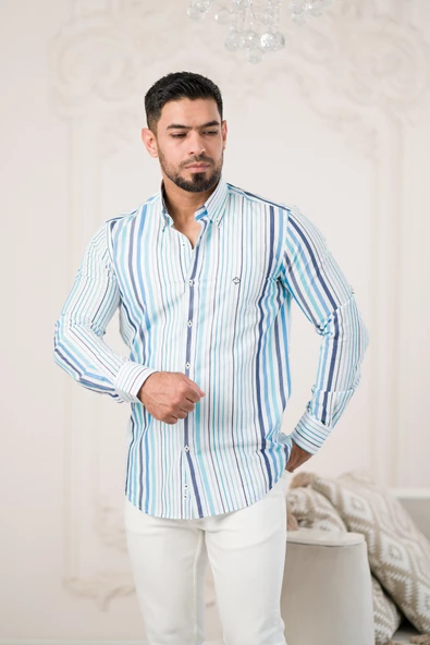Paul Martin Pamuklu Regular Fit Çizgili Yaka Düğmeli Gömlek - Resim 7