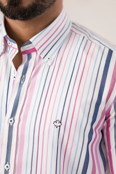 Paul Martin Pamuklu Regular Fit Çizgili Yaka Düğmeli Gömlek - Resim 5