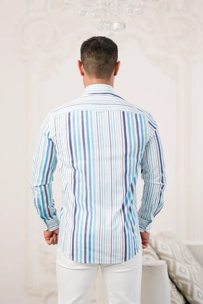 Paul Martin Pamuklu Regular Fit Çizgili Yaka Düğmeli Gömlek - Resim 10