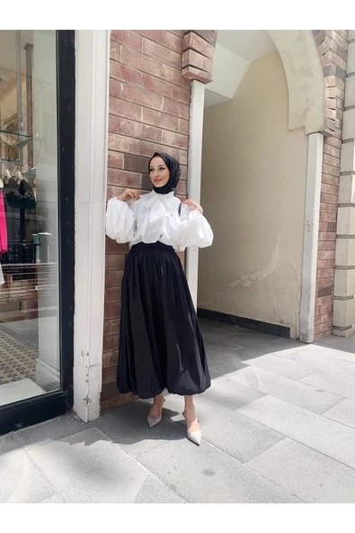 ETKS002 Arkadan Fermuarlı Balon Etek - 4