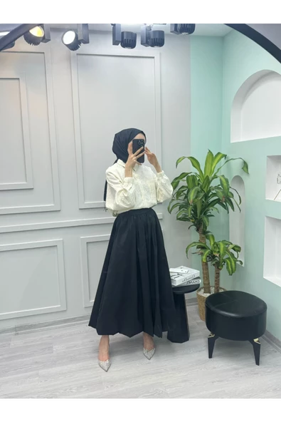 ETKS002 Arkadan Fermuarlı Balon Etek - 6